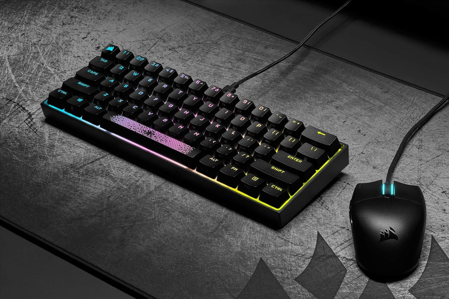 CORSAIR K65 RGB MINI 60% Mechanical Wired Gaming Keyboard – CHERRY MX RED Linear Switches – PBT Double-Shot Keycaps – iCUE Compatible – QWERTY UK – PC, Mac, Xbox – Black
