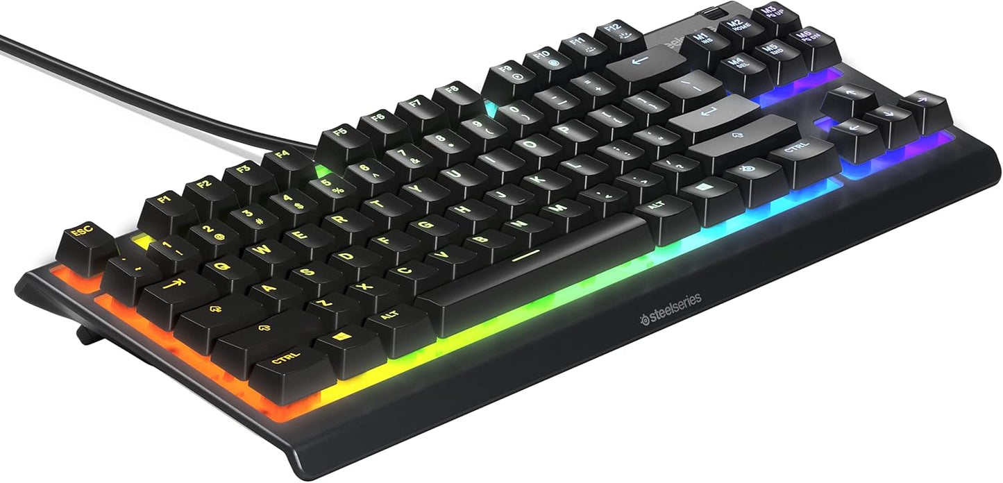 SteelSeries Apex 3 TKL - RGB Gaming Keyboard - Tenkeyless Compact Esports Form Factor - 8-Zone RGB Illumination - IP32 Water & Dust Resistant - English QWERTY Layout, Black