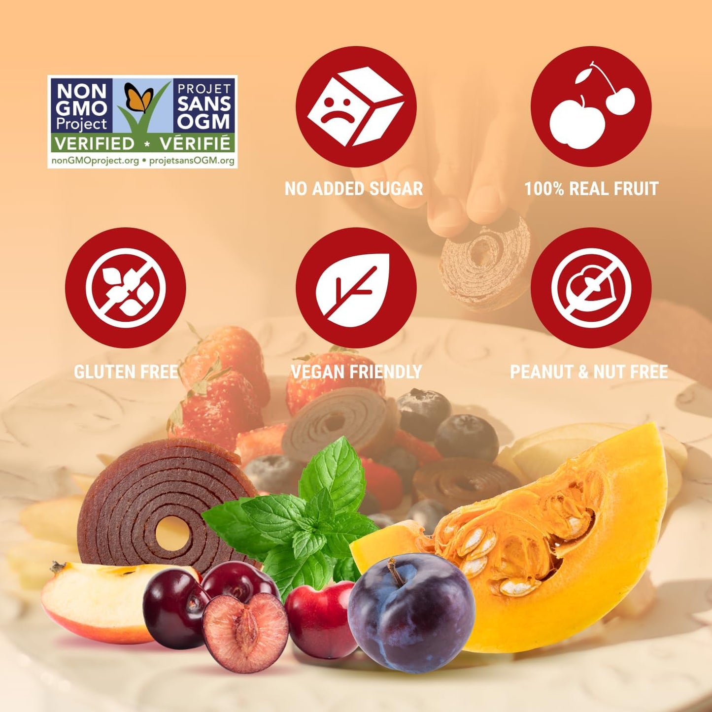 Bob Snail Healthy Sugar-free Fruit Bar Snacks - Fruit Roll Ups Individually Packed by Children and Adults with Apple Cherry Plum Pumpkin Mint - Low Carb Low Calorie Sweets