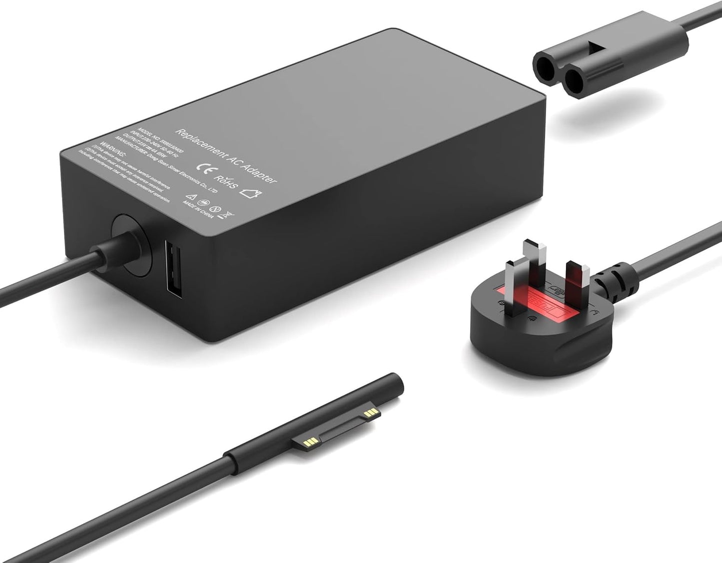 Skotslye 65W Surface Pro Charger Compatible With Microsoft Surface Pro Laptop Charger Uk, Surface Pro 8/X/7/6/5/4/3, Surface Go 1/2/3/4, Surface Book 1/2, Windows Surface Laptop Charger