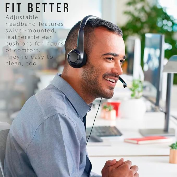 Logitech H390 Wired Headset for PC/Laptop, Stereo Headphones with Noise Cancelling Microphone, USB-A, in-Line Controls for Video Meetings, Music, Gaming and Beyond - Black