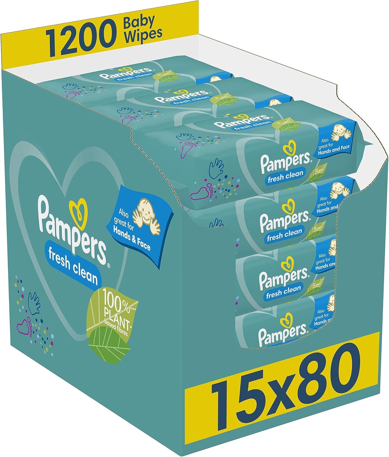 Pampers Baby Wipes Multipack, Fresh Clean, 1200 Wet Wipes (15 x 80), Baby Essentials for Newborn