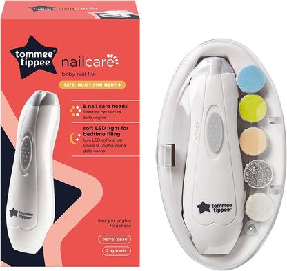 Tommee Tippee Electric Baby Nail File, with Six Filing Heads for Baby and Adult Use