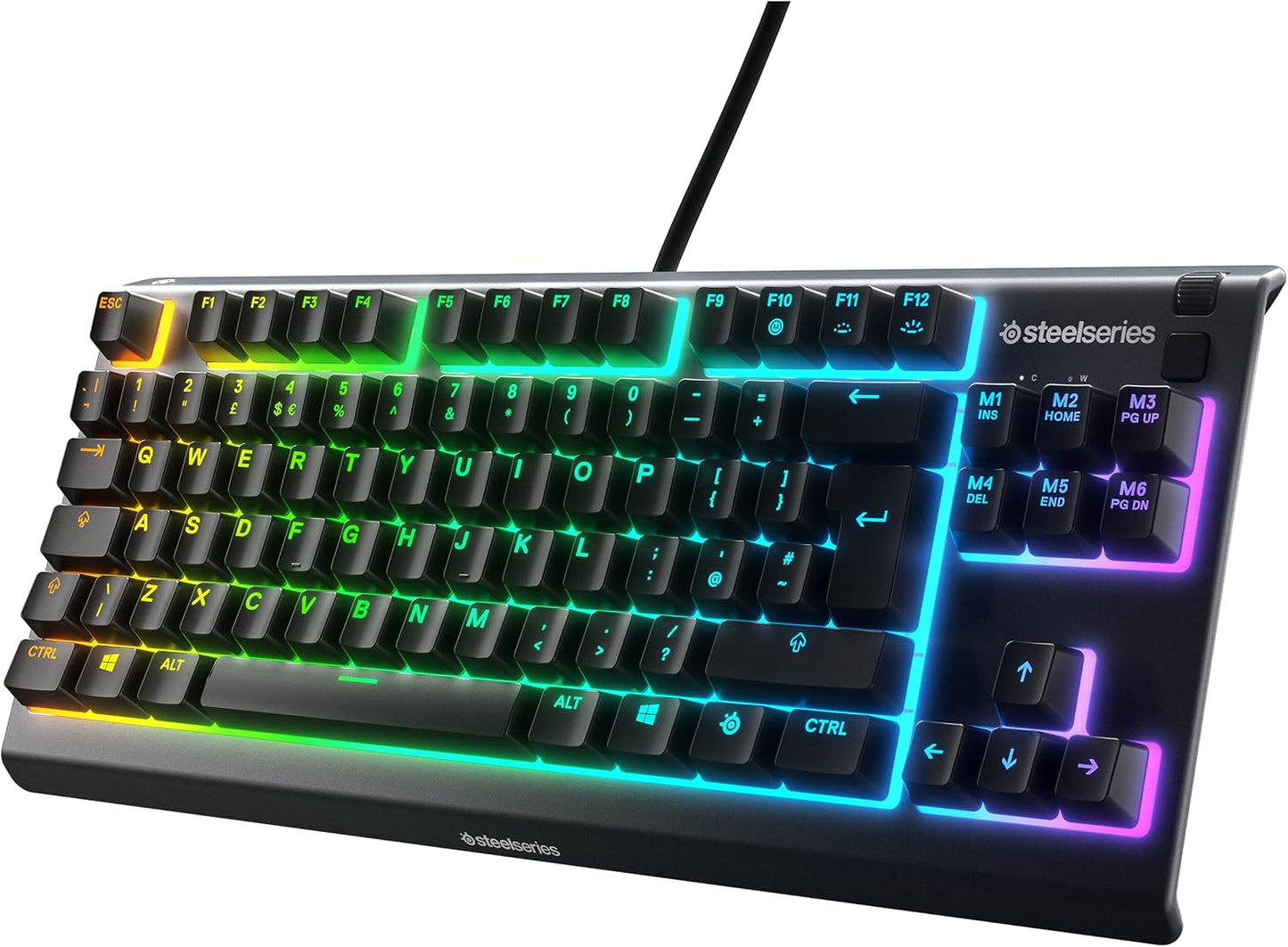 SteelSeries Apex 3 TKL - RGB Gaming Keyboard - Tenkeyless Compact Esports Form Factor - 8-Zone RGB Illumination - IP32 Water & Dust Resistant - English QWERTY Layout, Black