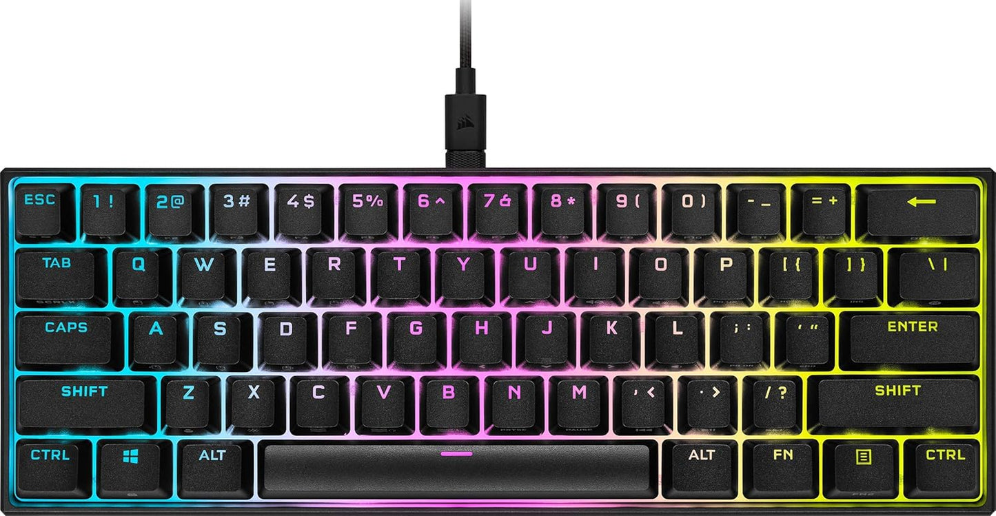 CORSAIR K65 RGB MINI 60% Mechanical Wired Gaming Keyboard – CHERRY MX RED Linear Switches – PBT Double-Shot Keycaps – iCUE Compatible – QWERTY UK – PC, Mac, Xbox – Black