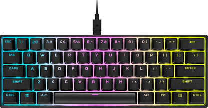CORSAIR K65 RGB MINI 60% Mechanical Wired Gaming Keyboard – CHERRY MX RED Linear Switches – PBT Double-Shot Keycaps – iCUE Compatible – QWERTY UK – PC, Mac, Xbox – Black