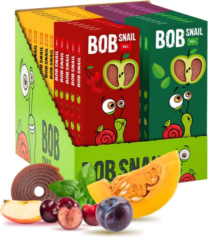 Bob Snail Healthy Sugar-free Fruit Bar Snacks - Fruit Roll Ups Individually Packed by Children and Adults with Apple Cherry Plum Pumpkin Mint - Low Carb Low Calorie Sweets