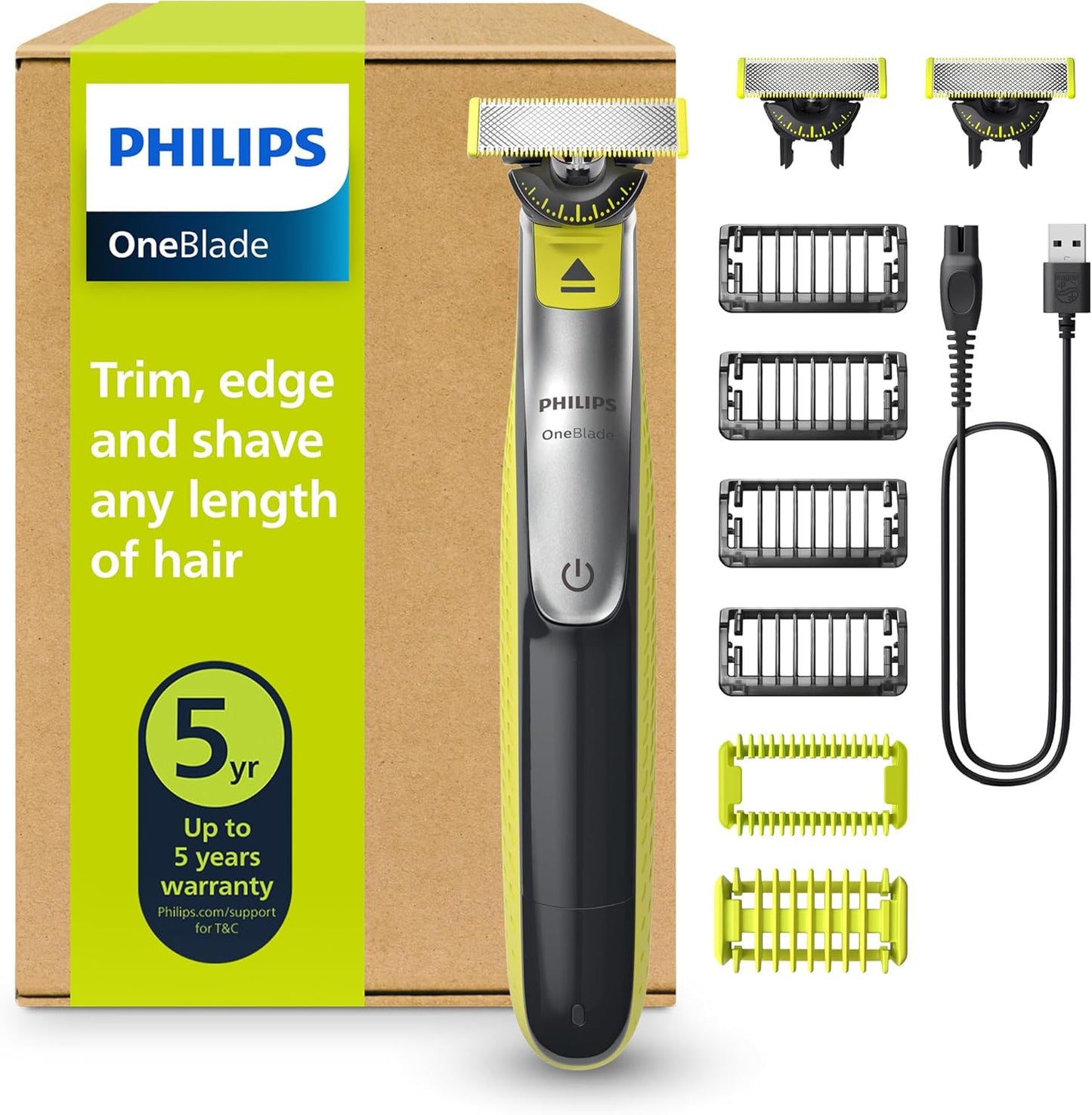 Philips OneBlade 360 Authentic Face & Body Electric Beard Trimmer, Shaver and Body Groomer