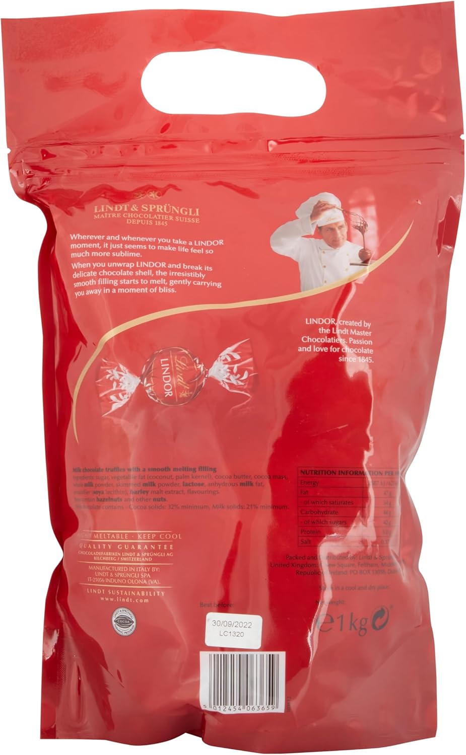 Lindt Lindor Milk Chocolate Truffles Bag - Approx 80 balls, 1kg