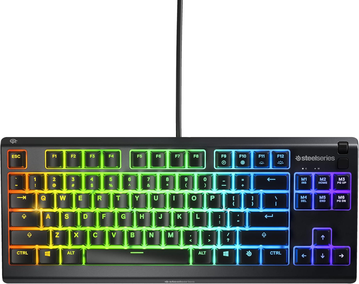 SteelSeries Apex 3 TKL - RGB Gaming Keyboard - Tenkeyless Compact Esports Form Factor - 8-Zone RGB Illumination - IP32 Water & Dust Resistant - English QWERTY Layout, Black
