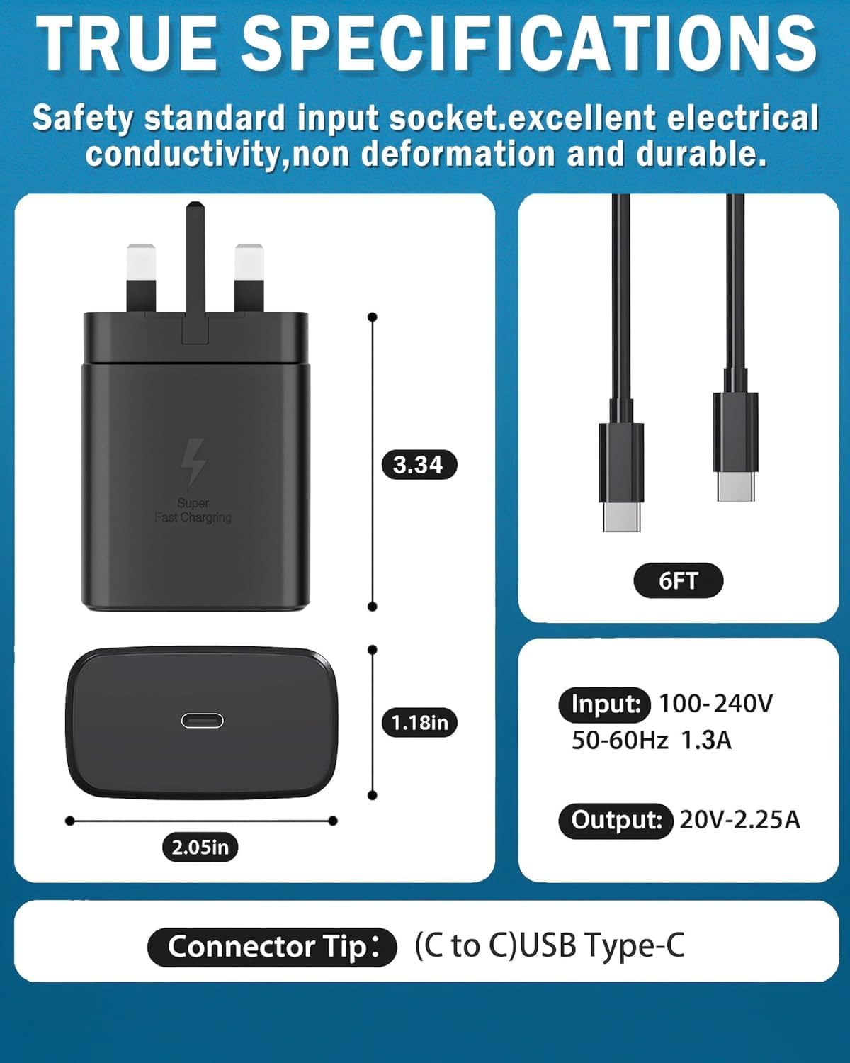 Samsung Fast Charger,45W USB C fast charger plug and cable For Samsung Galaxy