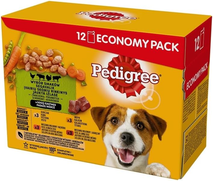 PEDIGREE Adult Dog Food for Adult Dogs in Portion Bag - Mixed Selection in Sauce 4 Varieties, 84 x 100 g