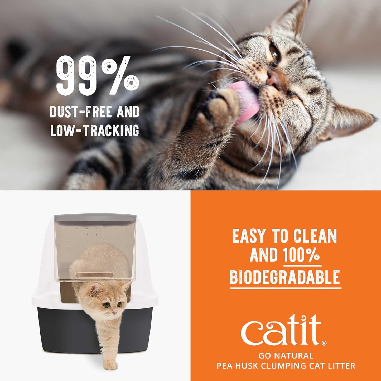Catit Go Natural Vanilla Scented Pea Husk Clumping Cat Litter, Deodorising, 99.9% Dust-Free