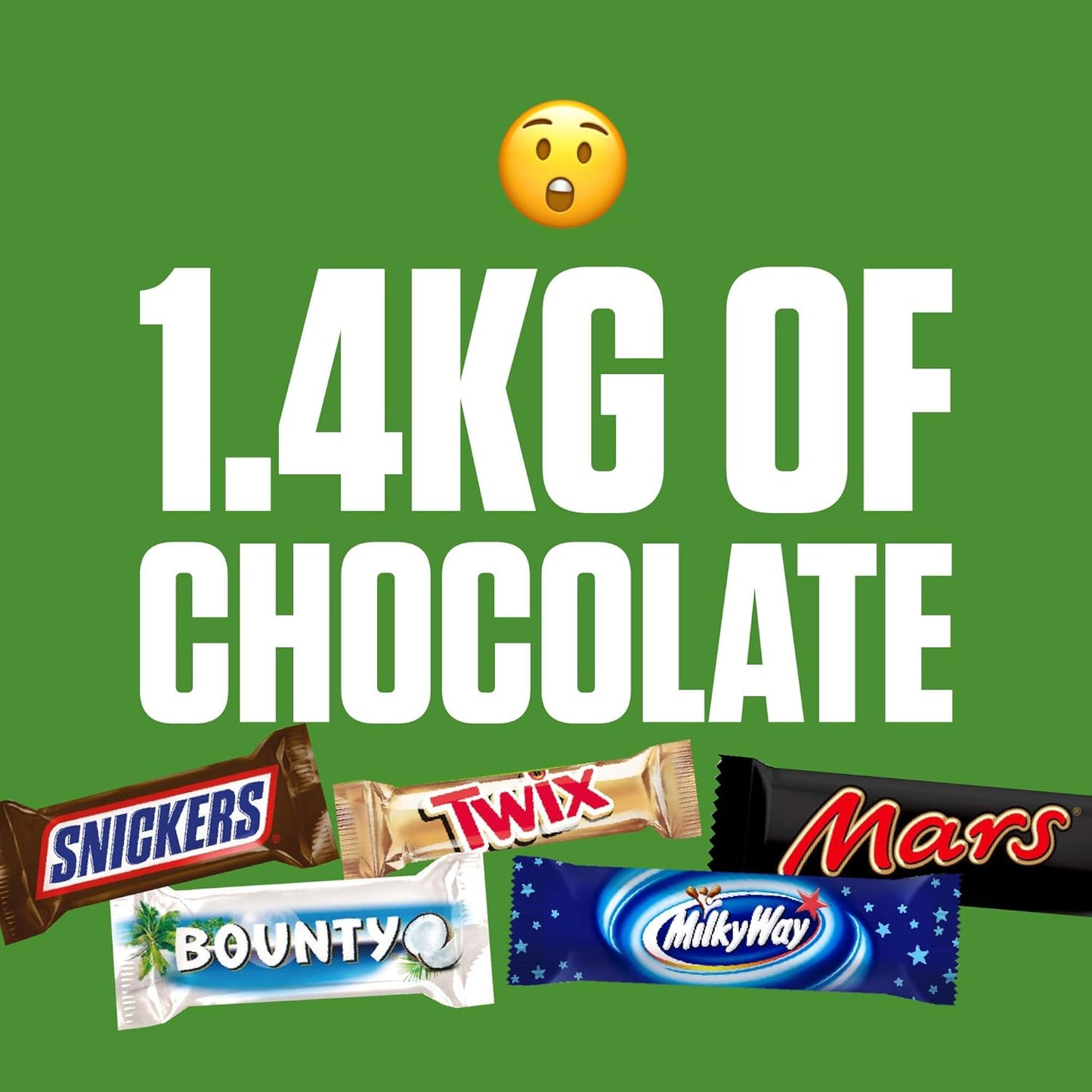 Mixed Minis Chocolate Bulk Pack, with 71 Mini Chocolate Bars Snacks (Mars, Snickers, Bounty, Twix, Milky Way), Chocolate Gift, Candy Box (1400 g)