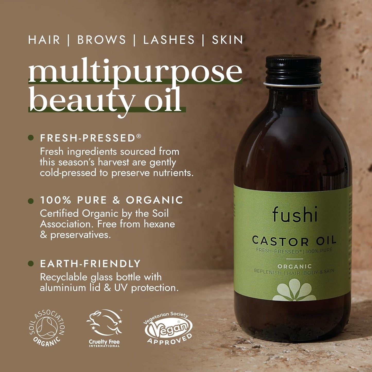 Fushi Organic Castor Oil 250ml 100% Pure