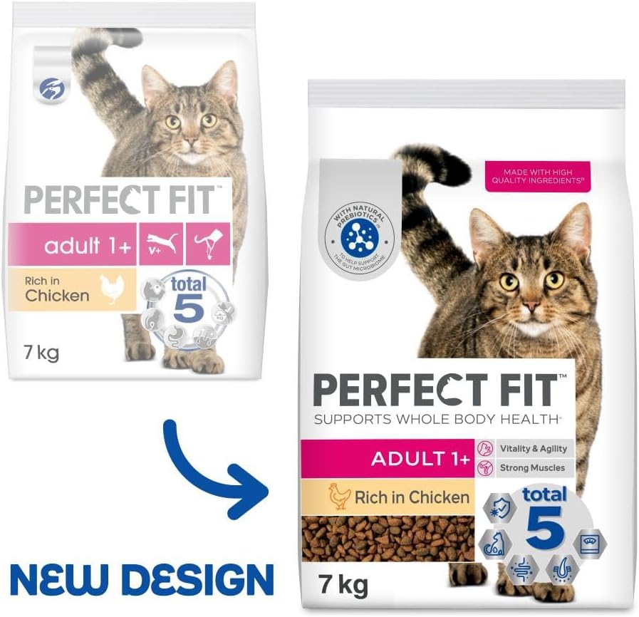 PERFECT FIT Adult Dry Food for Adult Cats from 1 Year - Chicken, 7 kg (1 Bag)