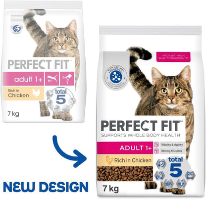 PERFECT FIT Adult Dry Food for Adult Cats from 1 Year - Chicken, 7 kg (1 Bag)