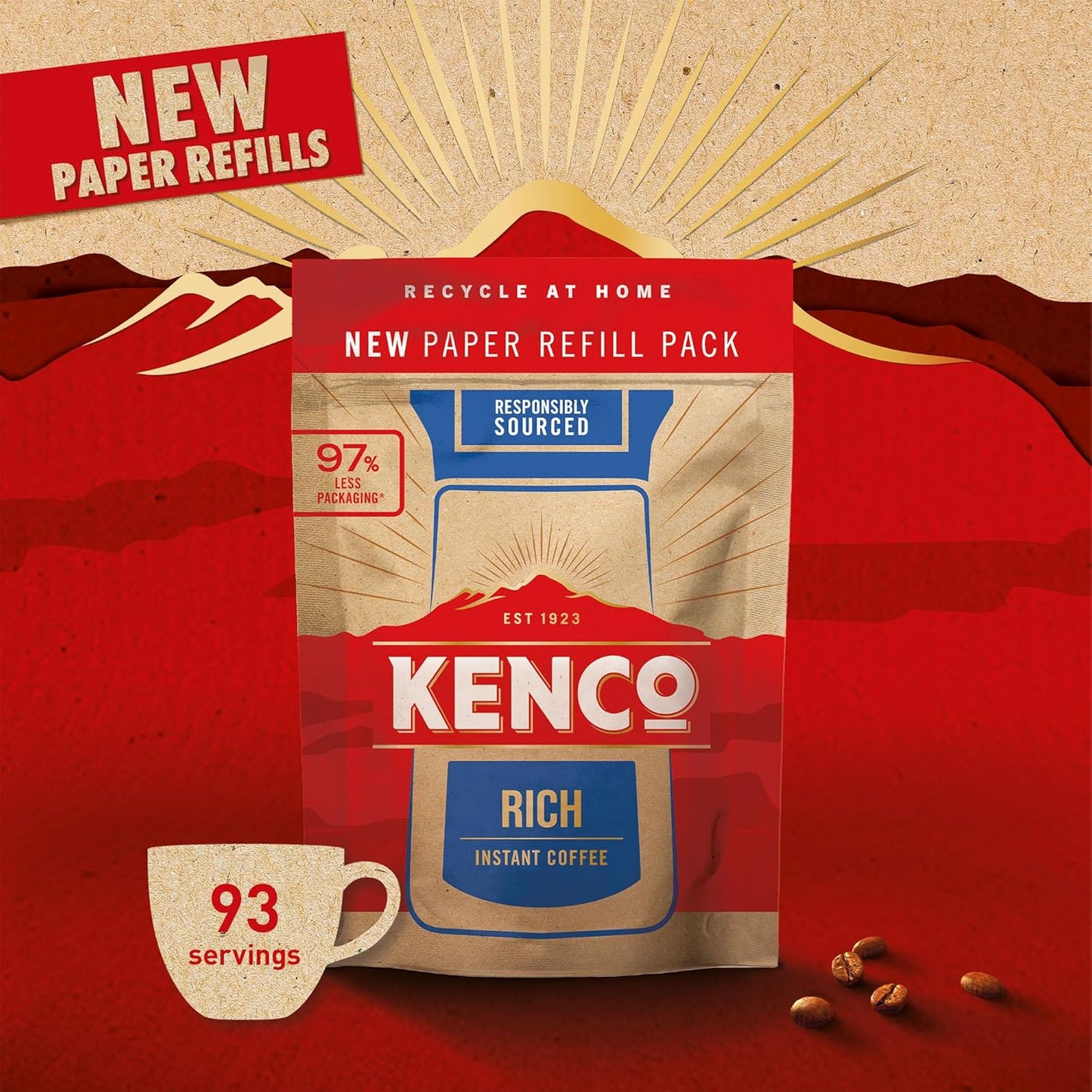 Kenco Instant Coffee Smooth Paper Refill 150g (Pack of 5, Total 750g)