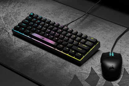 CORSAIR K65 RGB MINI 60% Mechanical Wired Gaming Keyboard – CHERRY MX RED Linear Switches – PBT Double-Shot Keycaps – iCUE Compatible – QWERTY UK – PC, Mac, Xbox – Black