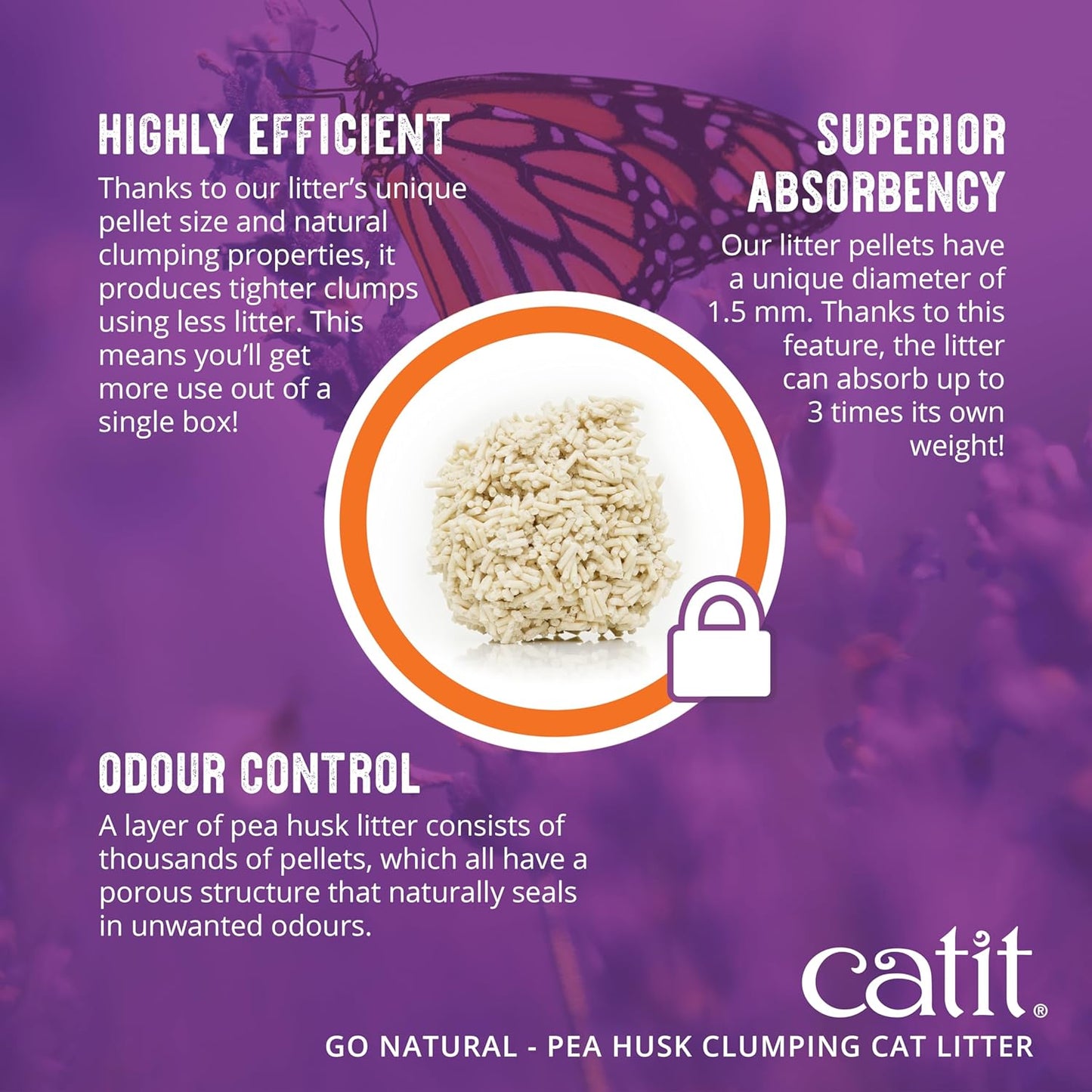 Catit Go Natural Vanilla Scented Pea Husk Clumping Cat Litter, Deodorising, 99.9% Dust-Free