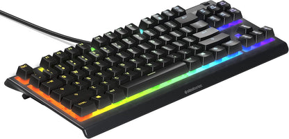 SteelSeries Apex 3 TKL - RGB Gaming Keyboard - Tenkeyless Compact Esports Form Factor - 8-Zone RGB Illumination - IP32 Water & Dust Resistant - English QWERTY Layout, Black