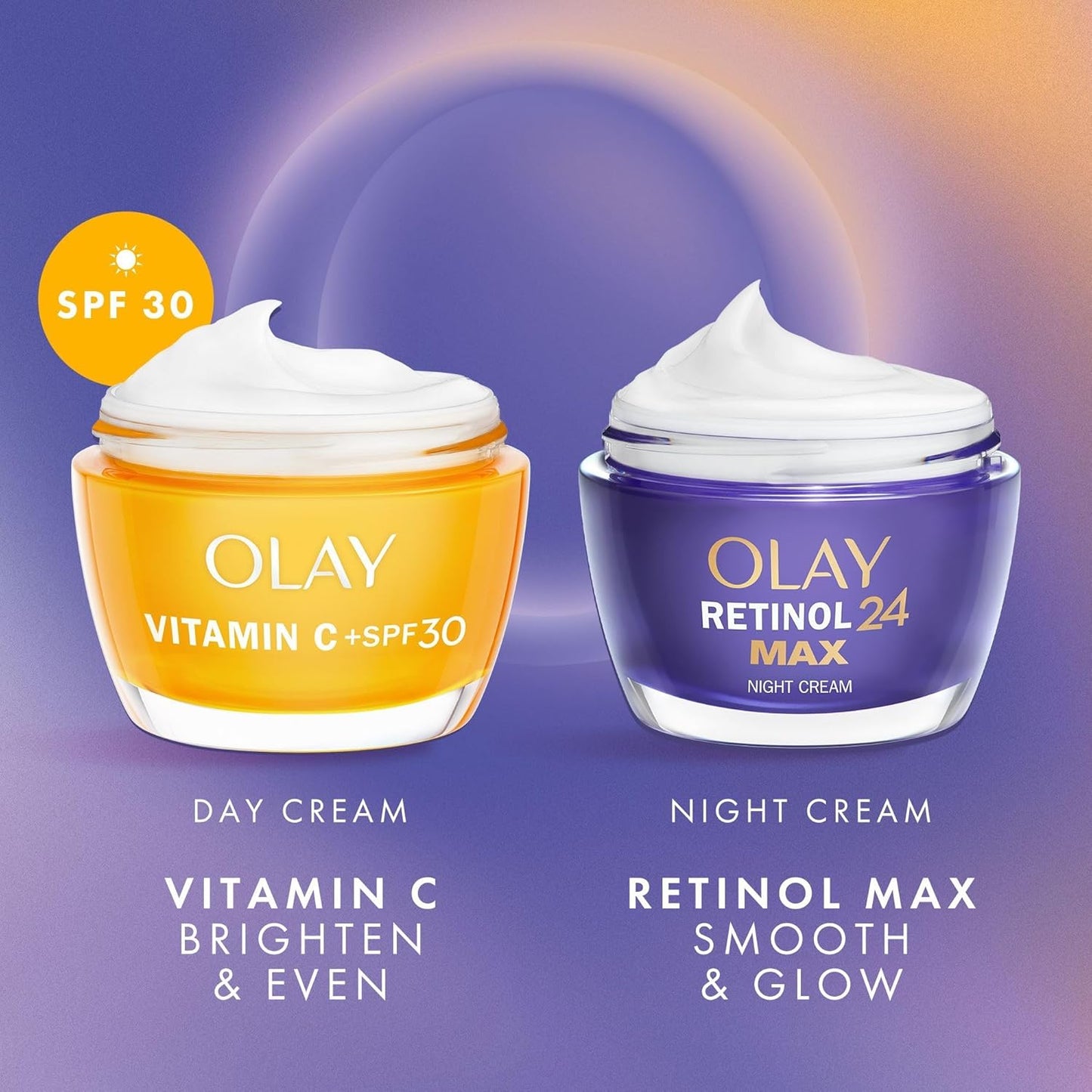Olay Skincare Gift Set: Vitamin C SPF 30 Face Moisturiser + Retinol 24 Max Night Cream