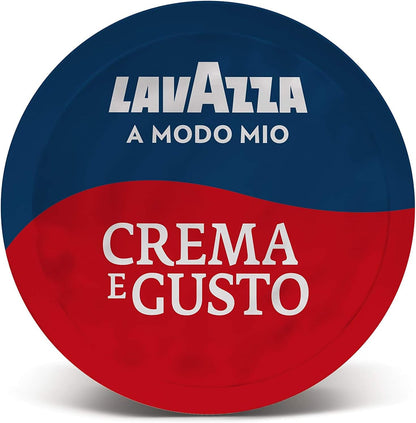 Lavazza A Modo Mio Crema e Gusto Classico, 128 Coffee Capsules, for an Espresso with Notes of Chocolate and Dried Fruits, Arabica and Robusta, Intensity 12/13, Medium Roasting, 8 Packs of 16 Capsules