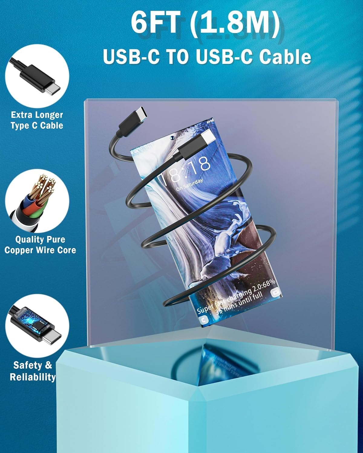 Samsung Fast Charger,45W USB C fast charger plug and cable For Samsung Galaxy