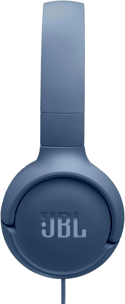 JBL Tune 520 C Comfort Fit Wired On Ear Headphones with Microphone, JBL Pure Bass Sound, EQ Presets, USB-C Connectivity, Foldable Design and Tangle-Free Cable, Blue