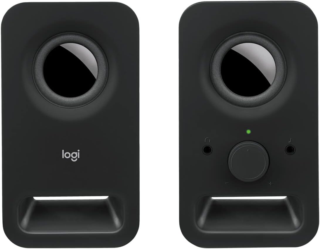 Logitech Z150 PC Speaker, Stereo Sound, 2 Speakers, 6 Watt Peak, 3.5 mm Input, Right Speaker Control, Headphone Jack, EU Plug, PC/TV/Phone/Tablet - Black