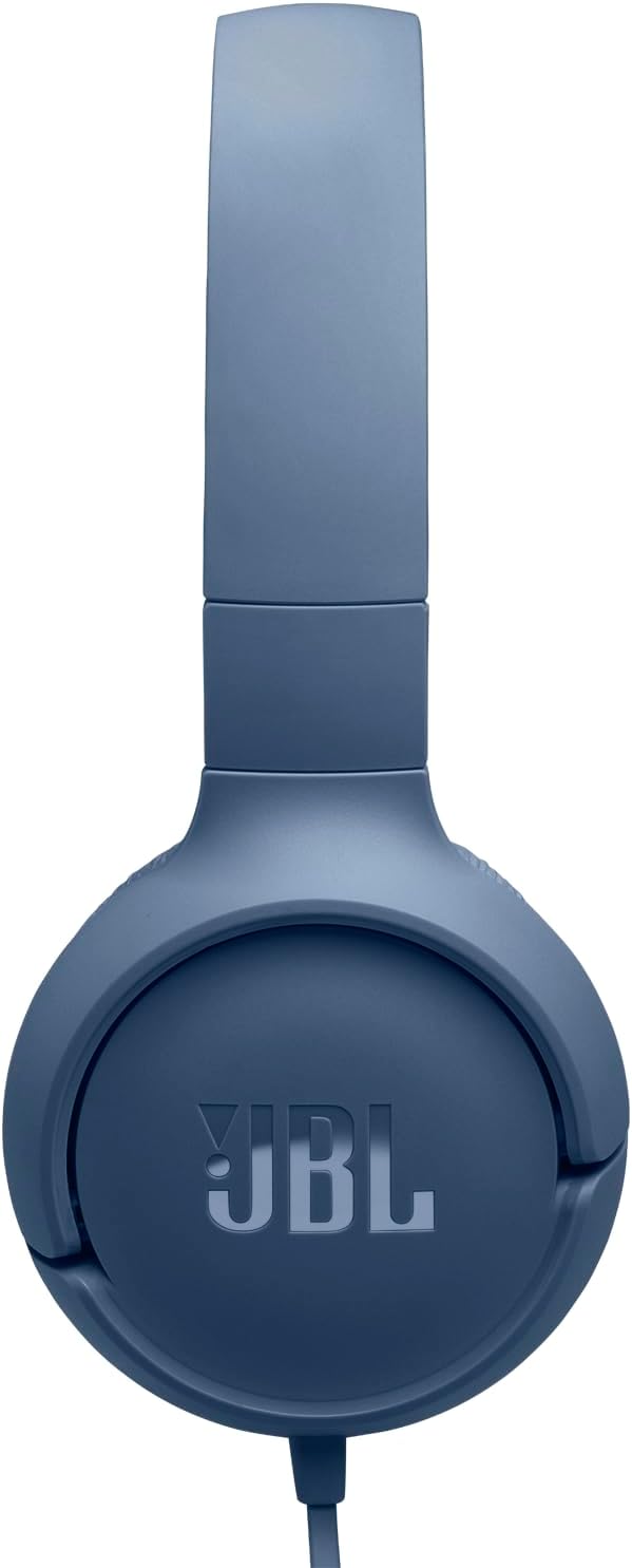 JBL Tune 520 C Comfort Fit Wired On Ear Headphones with Microphone, JBL Pure Bass Sound, EQ Presets, USB-C Connectivity, Foldable Design and Tangle-Free Cable, Blue