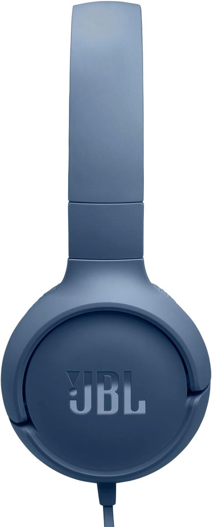 JBL Tune 520 C Comfort Fit Wired On Ear Headphones with Microphone, JBL Pure Bass Sound, EQ Presets, USB-C Connectivity, Foldable Design and Tangle-Free Cable, Blue