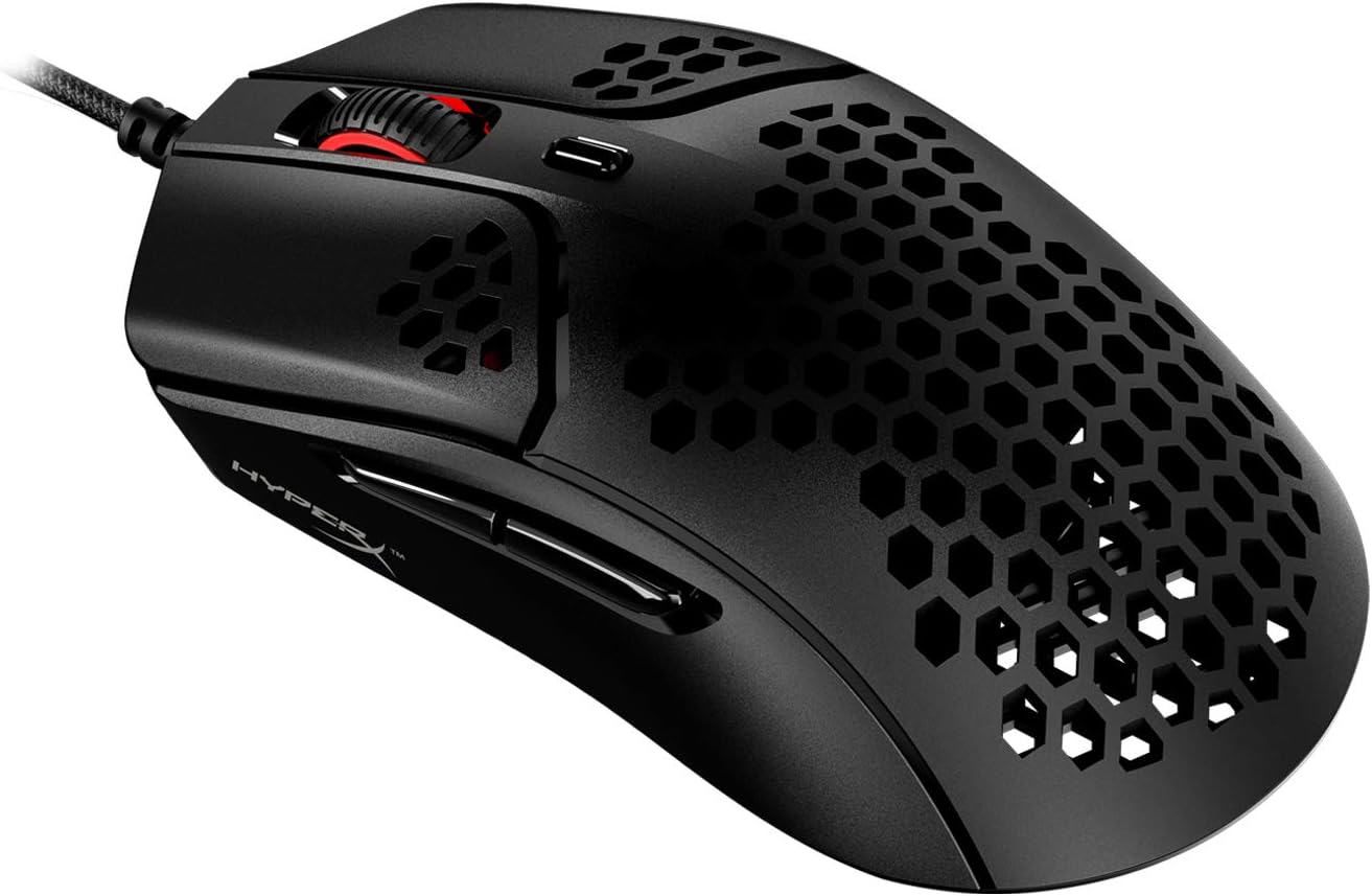 HyperX Pulsefire Haste – Gaming Mouse – Ultra-Lightweight, 59g, Honeycomb Shell, Hex Design, HyperFlex Cable, Up to 16000 DPI, 6 Programmable Buttons, Black