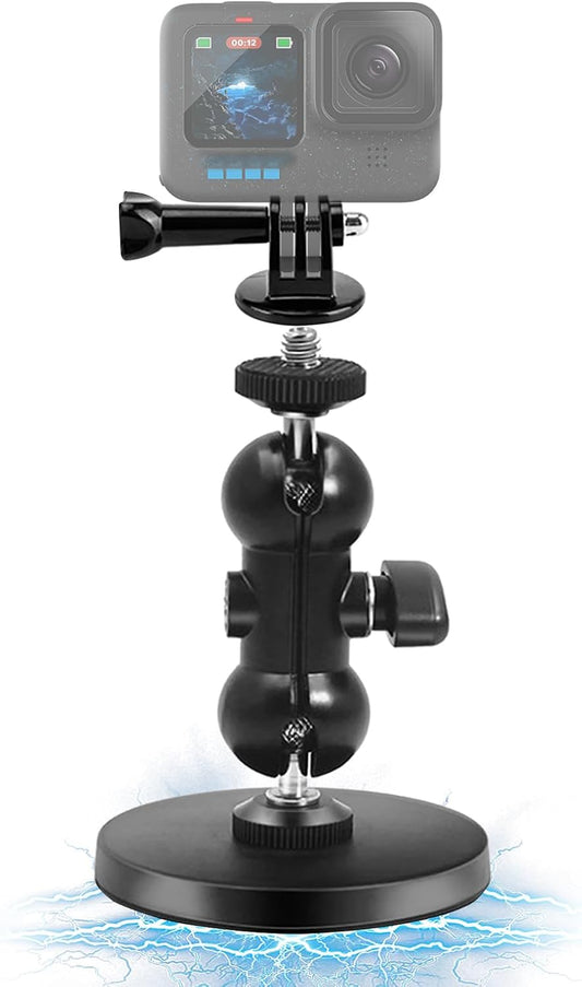 Magnetic Camera Mount with 1/4 Inch Thread, Camera Magnetic Holder with 360° Rotation Ball Head Compatible with GoPro Hero