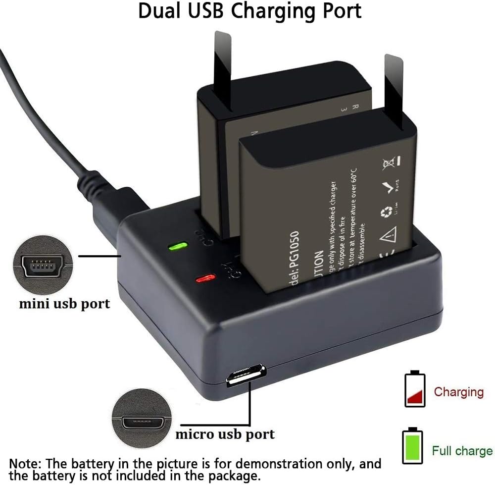 IXROAD Action Camera Charger, Dual USB Battery Charger for Action Cam Sports Camera