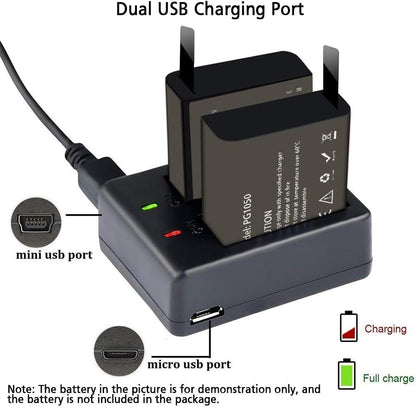 IXROAD Action Camera Charger, Dual USB Battery Charger for Action Cam Sports Camera