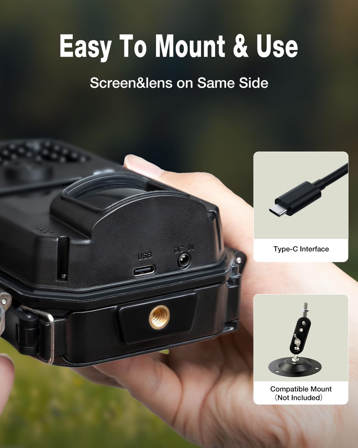 WOLFANG Wildlife Camera, 36MP 2K Trail Camera with 38pcs 940nm No Glow IR LEDs Night Vision Motion Activated Hunting Camera