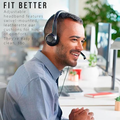 Logitech H390 Wired Headset for PC/Laptop, Stereo Headphones with Noise Cancelling Microphone, USB-A, in-Line Controls for Video Meetings, Music, Gaming and Beyond - Black