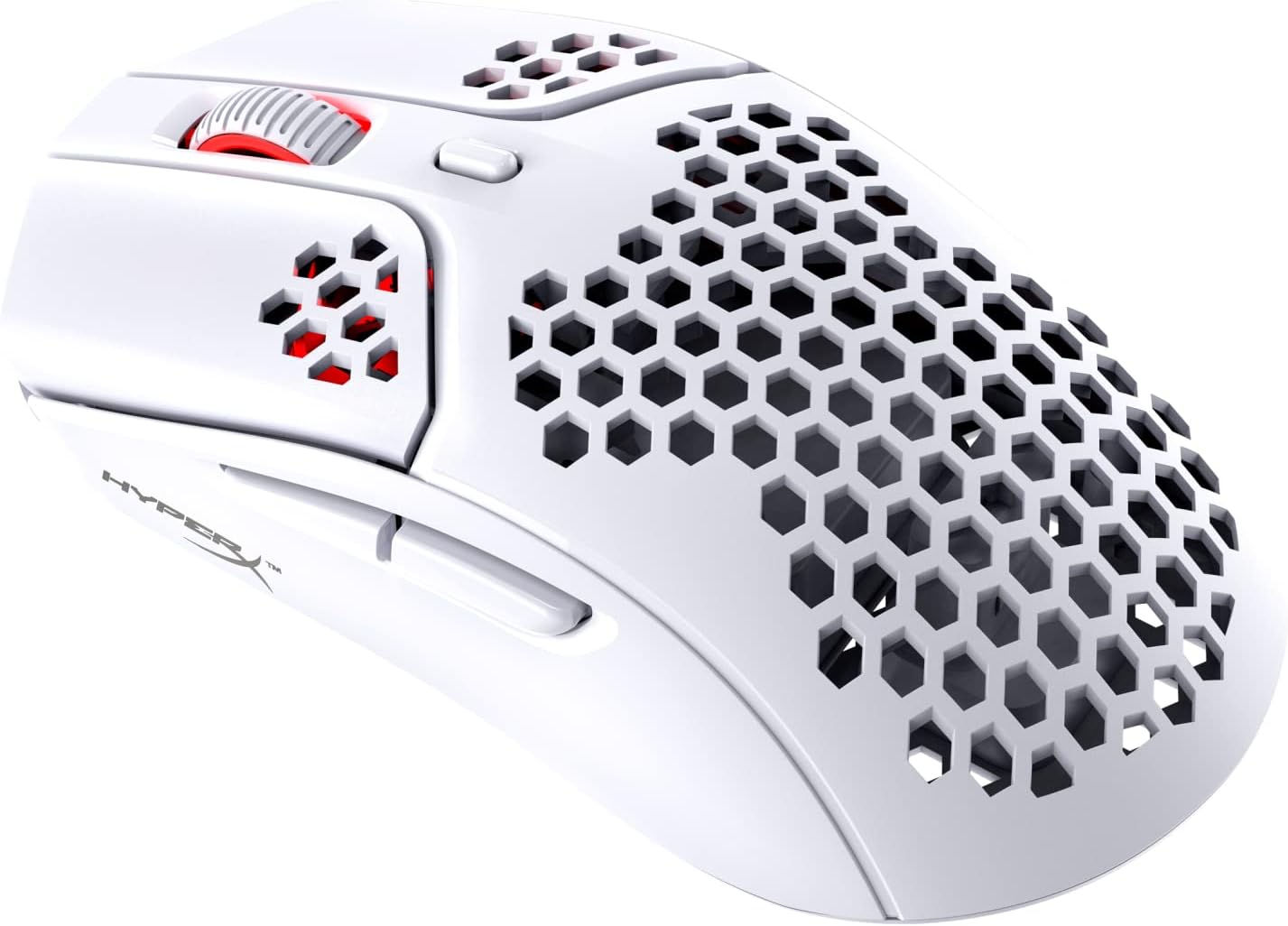 HyperX Pulsefire Haste – Wireless Gaming Mouse – Ultra Lightweight, 62g, 100 Hour Battery Life, 2.4Ghz Wireless, Honeycomb Shell, Hex Design, Up to 16000 DPI, 6 Programmable Buttons – White and Pink