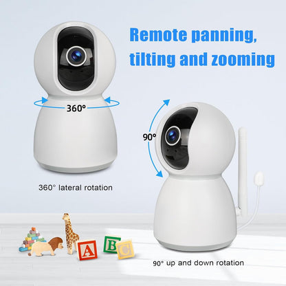 WOLFANG WB03 Baby Monitor 5.0" 720P Display with 30-Hour Battery, 1080P Camera with Night Vision and 2X Digtal Zoom, Pan-Tilt-Zoom Video Baby Monitor No WiFi, 2-Way Talk, Temperature, 8 Lullabies