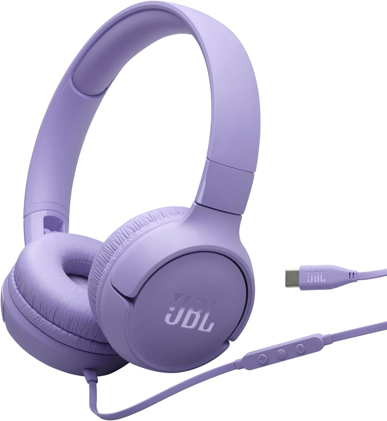 JBL Tune 520 C Comfort Fit Wired On Ear Headphones with Microphone, JBL Pure Bass Sound, EQ Presets, USB-C Connectivity, Foldable Design and Tangle-Free Cable, Purple