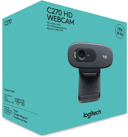 Logitech C270 HD Webcam, HD 720p/30fps