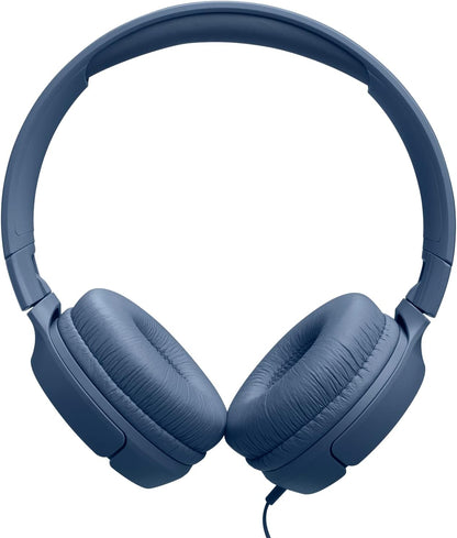JBL Tune 520 C Comfort Fit Wired On Ear Headphones with Microphone, JBL Pure Bass Sound, EQ Presets, USB-C Connectivity, Foldable Design and Tangle-Free Cable, Blue