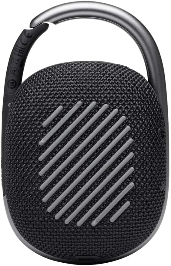 JBL Clip 4 Bluetooth Portable Speaker with Integrated Carabiner, Waterproof and Dustproof, Black