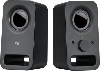 Logitech Z150 PC Speaker, Stereo Sound, 2 Speakers, 6 Watt Peak, 3.5 mm Input, Right Speaker Control, Headphone Jack, EU Plug, PC/TV/Phone/Tablet - Black