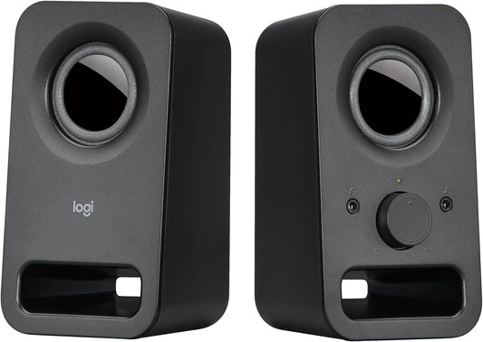Logitech Z150 PC Speaker, Stereo Sound, 2 Speakers, 6 Watt Peak, 3.5 mm Input, Right Speaker Control, Headphone Jack, EU Plug, PC/TV/Phone/Tablet - Black