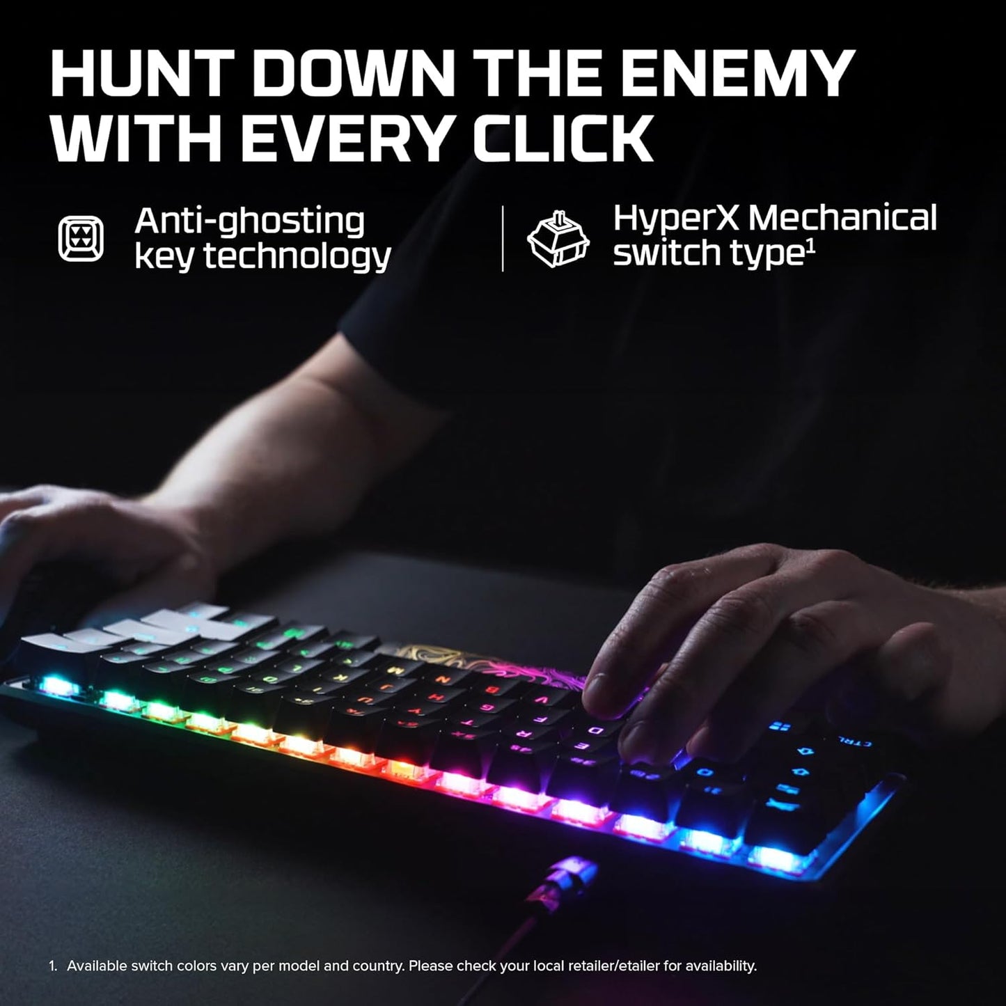 HyperX Alloy Origins 60 – Mechanical Gaming Keyboard - Ultra Compact 60% Form Factor – HyperX Aqua Switch (Tactile) - Double shot PBT keycaps - RGB LED Backlit -Side Printed Secondary Functions