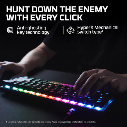 HyperX Alloy Origins 60 – Mechanical Gaming Keyboard - Ultra Compact 60% Form Factor – HyperX Aqua Switch (Tactile) - Double shot PBT keycaps - RGB LED Backlit -Side Printed Secondary Functions