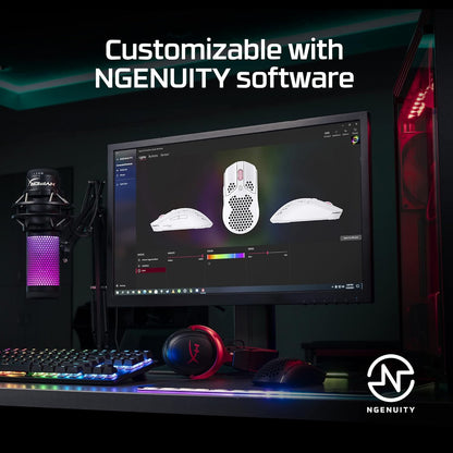 HyperX Pulsefire Haste – Wireless Gaming Mouse – Ultra Lightweight, 62g, 100 Hour Battery Life, 2.4Ghz Wireless, Honeycomb Shell, Hex Design, Up to 16000 DPI, 6 Programmable Buttons – White and Pink