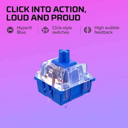 HyperX Alloy Origins Gaming Keyboard Mechanical with HyperX Blue Switches (Clicky) RGB Lighting Compact Aluminum Housing Detachable USB-C Cable QWERTY US Layout for PC PS5 Xbox Black